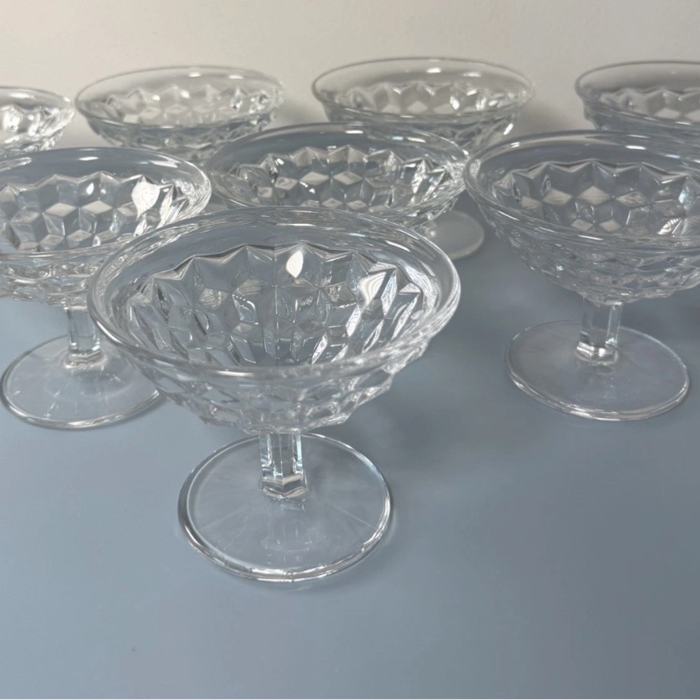 Fostoria American Clear Low Sherbet Dessert Coupes Set of 6 Pressed Glass 3 ¼”